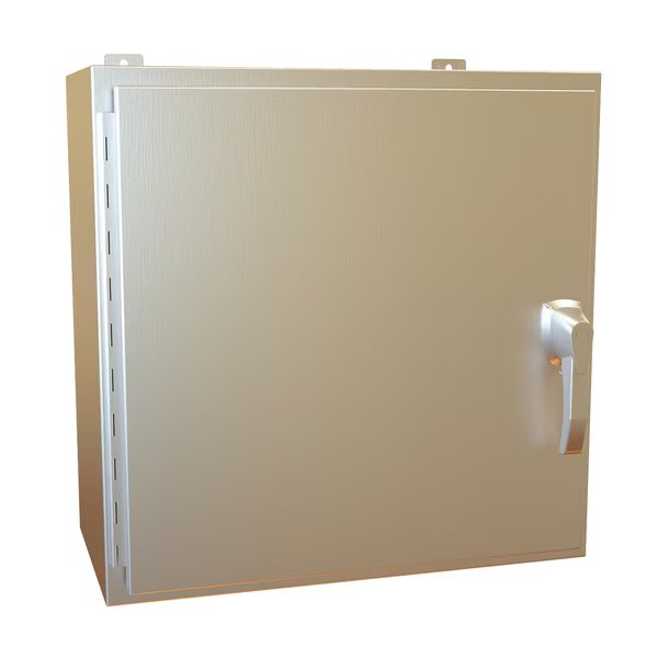 304 Stainless Steel Enclosure, 24 in H, 24 in W, 12 in D, NEMA 4X, Hinged, Hammond, Mfr#: HW242412SSHK